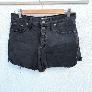 Madewell High-Rise Button-Fly Denim Shorts | Washed Black | Size 28